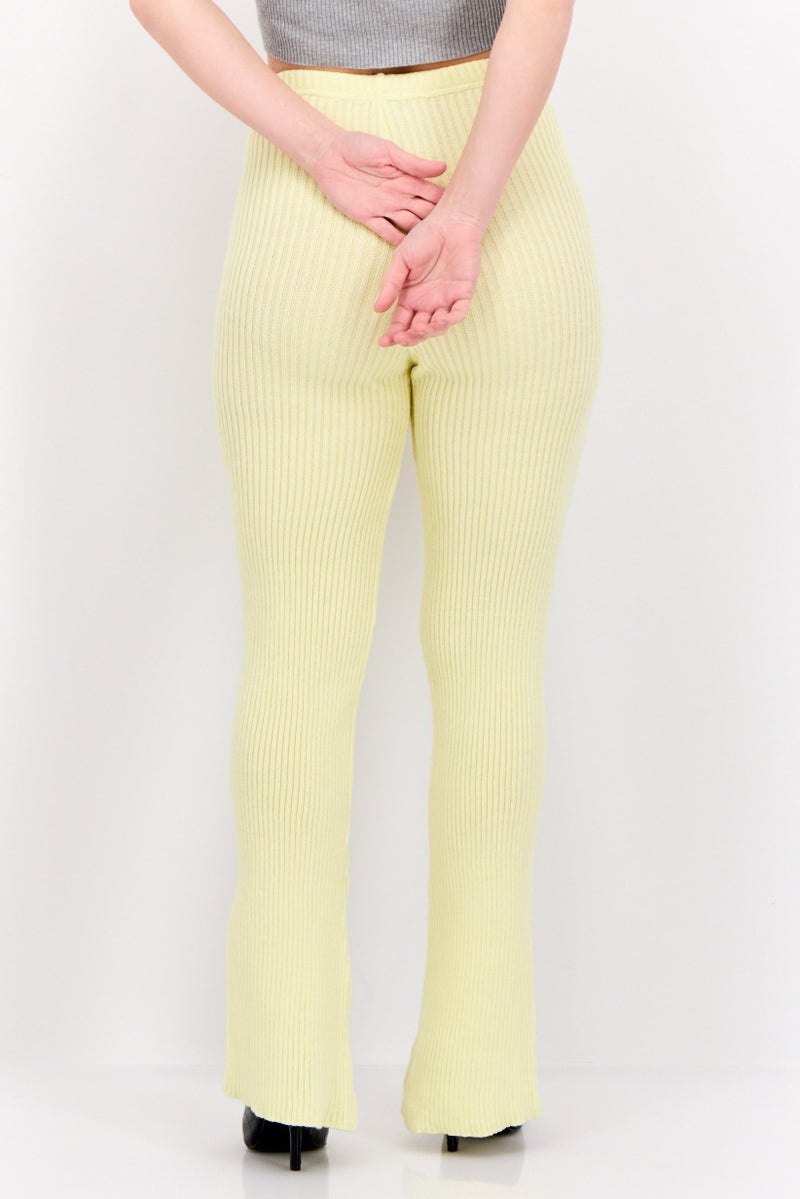 MISSY EMPIRE Women Knitted Co-ord Pull On Flare Pants, Yellow  - Image 3