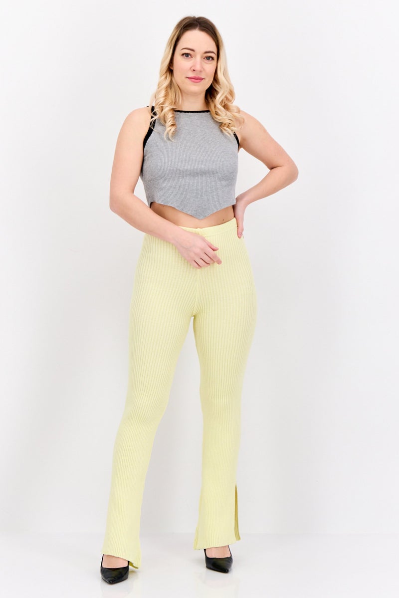 MISSY EMPIRE Women Knitted Co-ord Pull On Flare Pants, Yellow  - Image 2