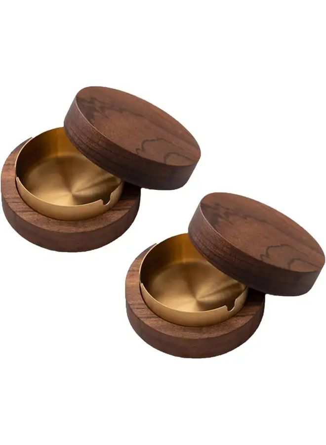 Silver 1 Pack Windproof Ashtray With Lid For Smoke Containment - Image 1