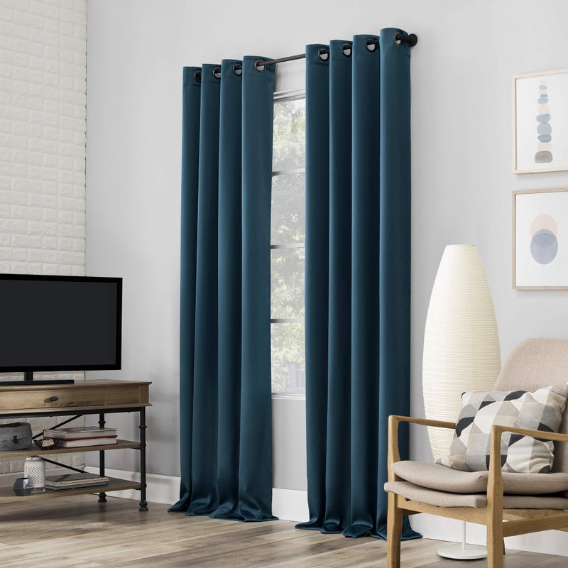 Sun Zero ستارة صن زيرو نوردك 2-pack بمستوى مسرحي 100% حجب كامل للضوء مع حلقات، 52" × 96"، أزرق مائل إلى الأخضر - Image 1
