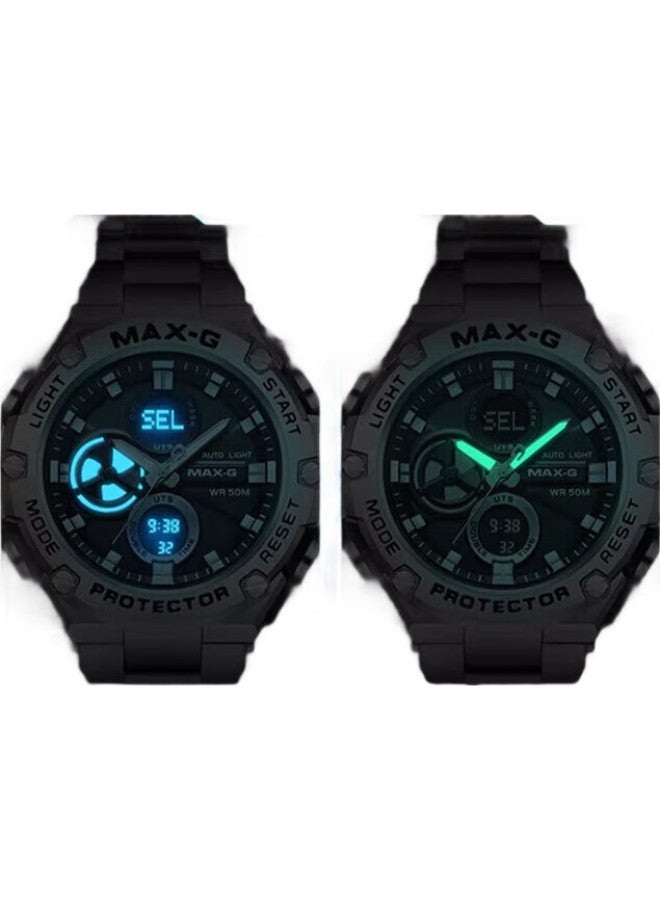 MAX-G ساعة إلكترونية متعددة الوظائف للرجال من ستيل هارت، عصرية، مقاومة للماء، مضيئة، هدية عيد ميلاد للصديق - Image 1
