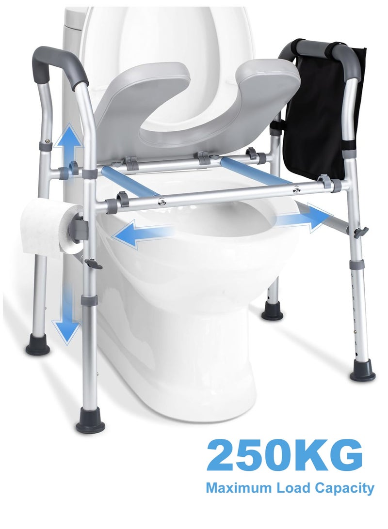 WALALLA Raised Toilet Seat with Handles-Toilet Seat Riser for Seniors with Adjustable Height & Width,500 LBS Raised Toilet Seat, Handicap Elevated Toilet Seat with Arms for Elderly, Pregnant - Image 1