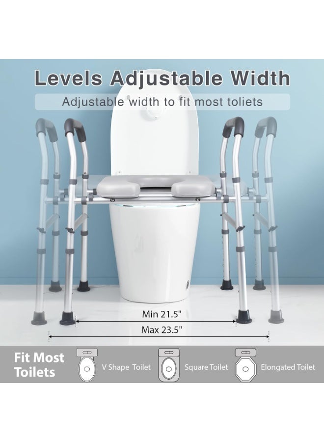 WALALLA Raised Toilet Seat with Handles-Toilet Seat Riser for Seniors with Adjustable Height & Width,500 LBS Raised Toilet Seat, Handicap Elevated Toilet Seat with Arms for Elderly, Pregnant - Image 2