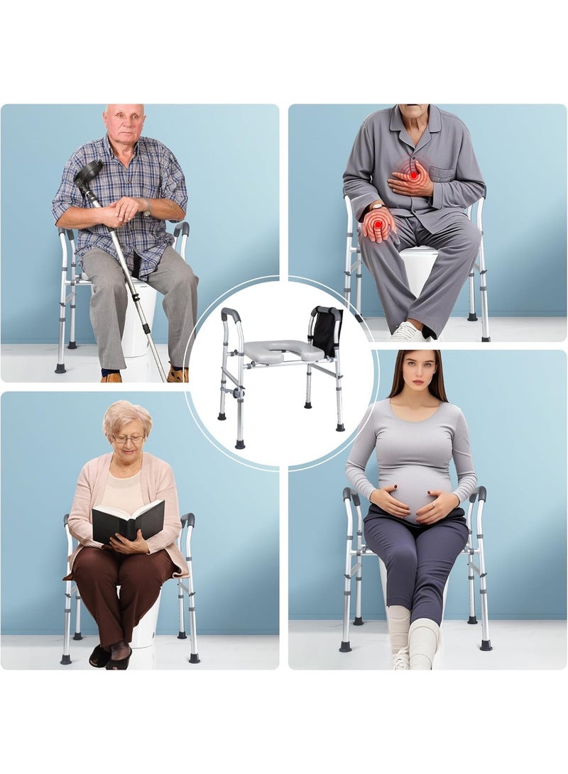 WALALLA Raised Toilet Seat with Handles-Toilet Seat Riser for Seniors with Adjustable Height & Width,500 LBS Raised Toilet Seat, Handicap Elevated Toilet Seat with Arms for Elderly, Pregnant - Image 4