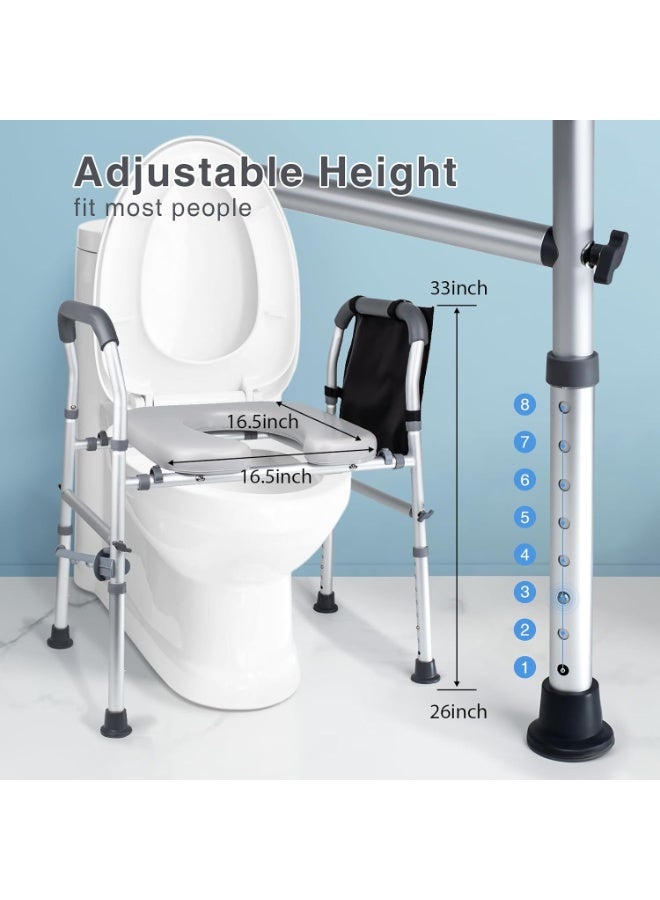 WALALLA Raised Toilet Seat with Handles-Toilet Seat Riser for Seniors with Adjustable Height & Width,500 LBS Raised Toilet Seat, Handicap Elevated Toilet Seat with Arms for Elderly, Pregnant - Image 5