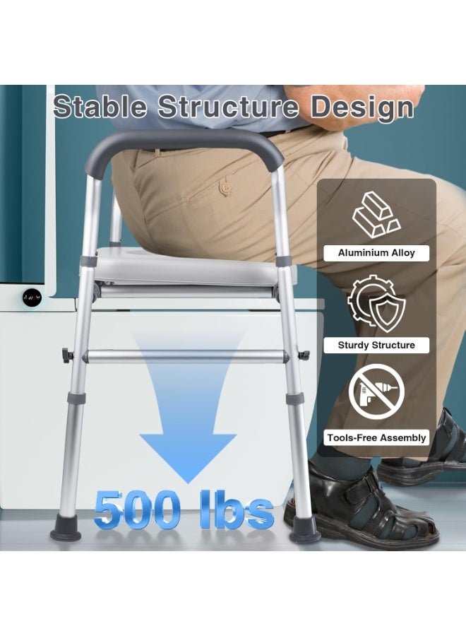 WALALLA Raised Toilet Seat with Handles-Toilet Seat Riser for Seniors with Adjustable Height & Width,500 LBS Raised Toilet Seat, Handicap Elevated Toilet Seat with Arms for Elderly, Pregnant - Image 3