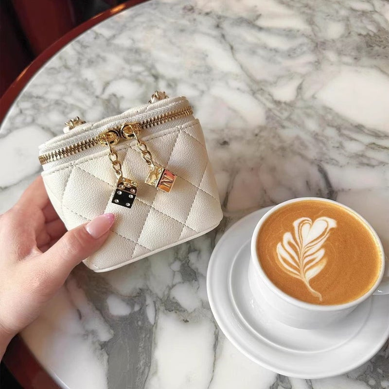 2026 Spring/Summer Korean Style Pink Mini Quilted Chain Crossbody Bag - Image 2