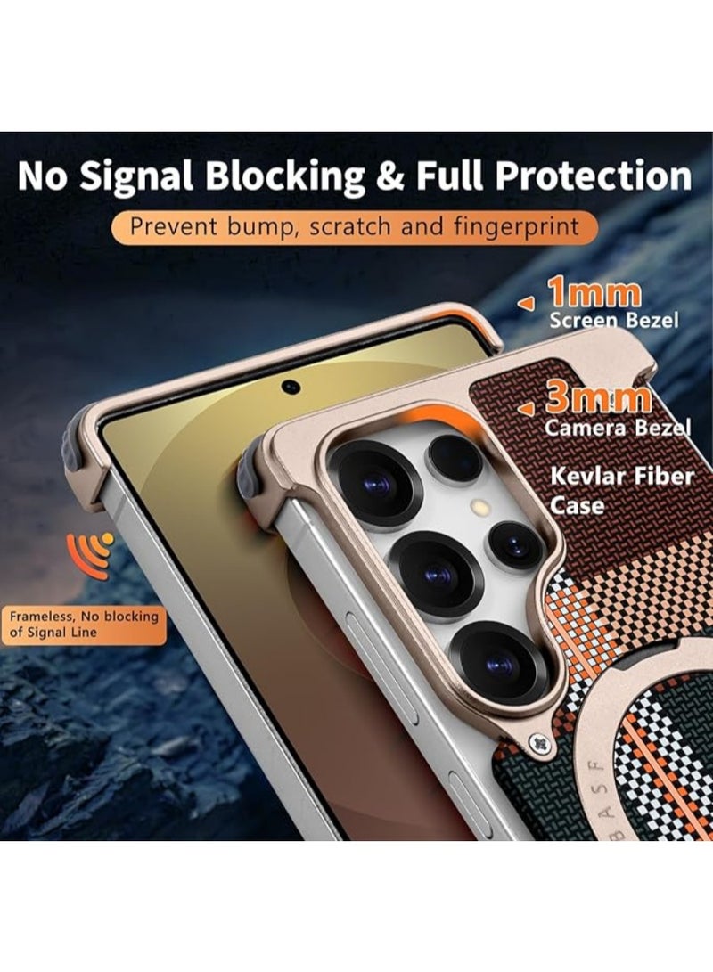 OATSBASF Case for Samsung Galaxy S24 Ultra, Slim Protective Shock with Aramid Fiber Magsafe Compatible Case, Sleek Minimalist Metal Aluminum Shells with Built-in Kickstand, Sunrise theme | WIDGETS MATRIX - Image 4