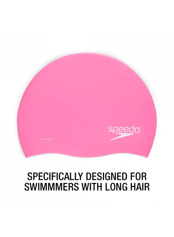 Speedo Unisex-Adult Swim Cap Silicone Long Hair White, One Size