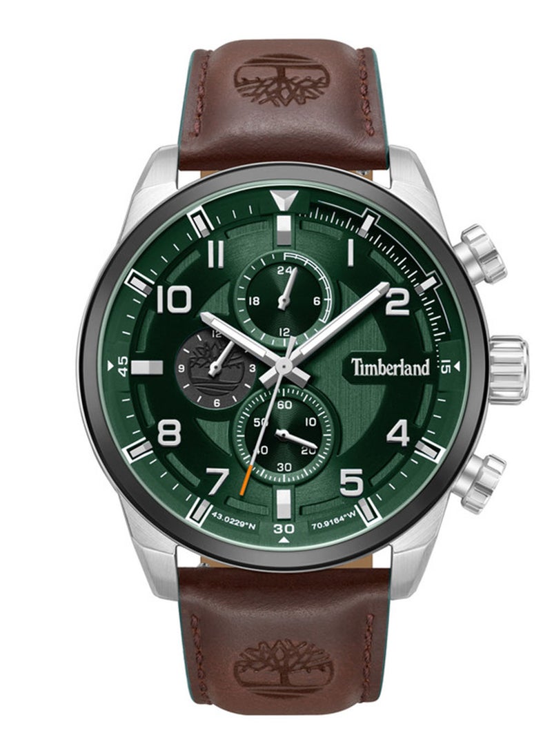 Timberland Men Henniker II Green Dial Leather Strap Multifunction Watch for Men, 46mm - Image 1