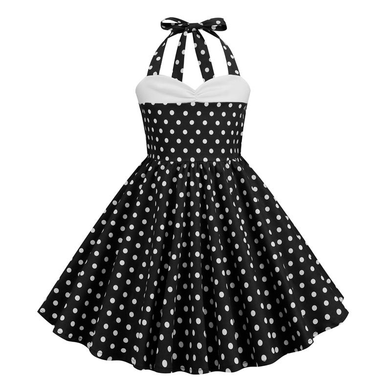 Girls Polka Dot Halter Neck Dress - Image 5