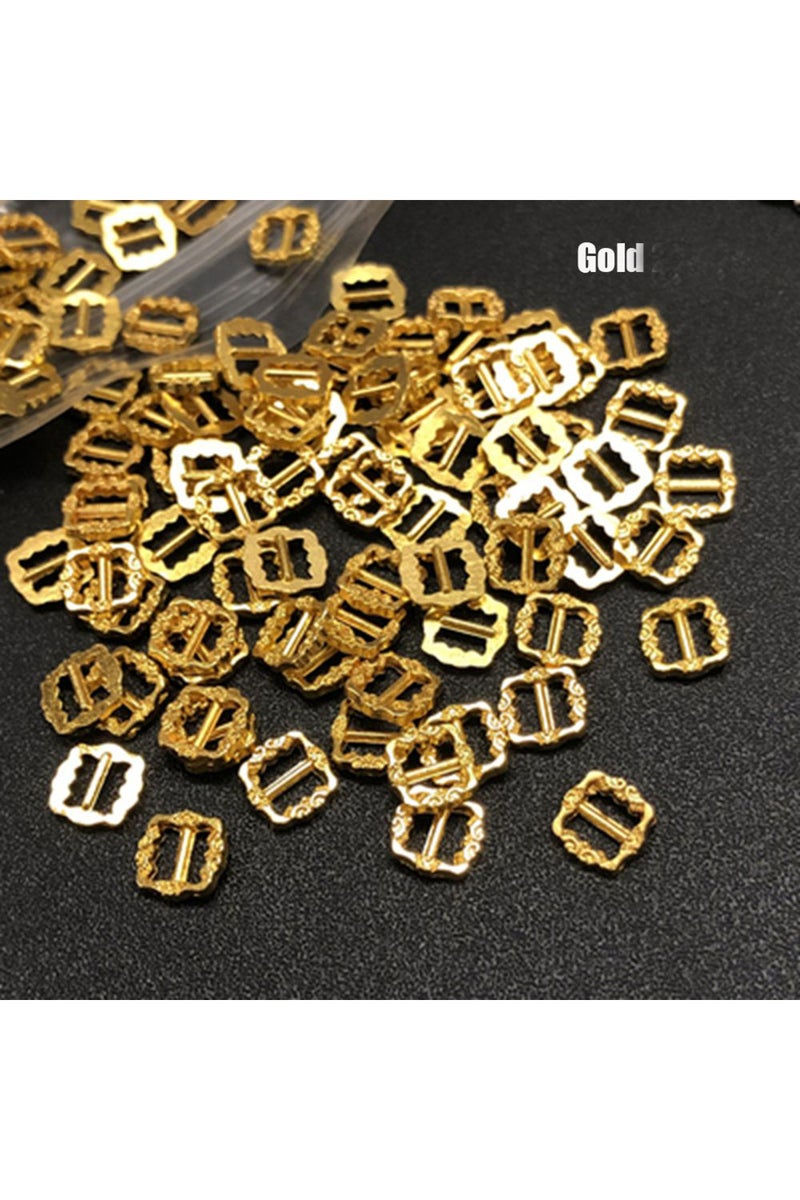20pcs Gold 20Pcs Mini Doll Metal Buttons 7mm Tri-glide Belt Buckle for DIY Doll Bags Shoes Clothes H