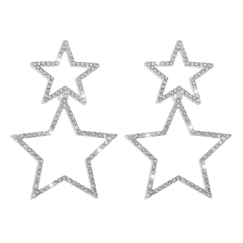 HTH Rhinestone Star Earrings for Women Crystal Big Star Earring Party Jewelry - Image 1