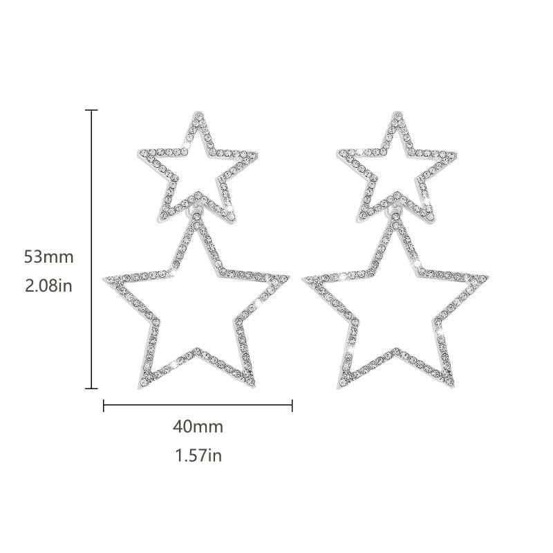 HTH Rhinestone Star Earrings for Women Crystal Big Star Earring Party Jewelry - Image 4