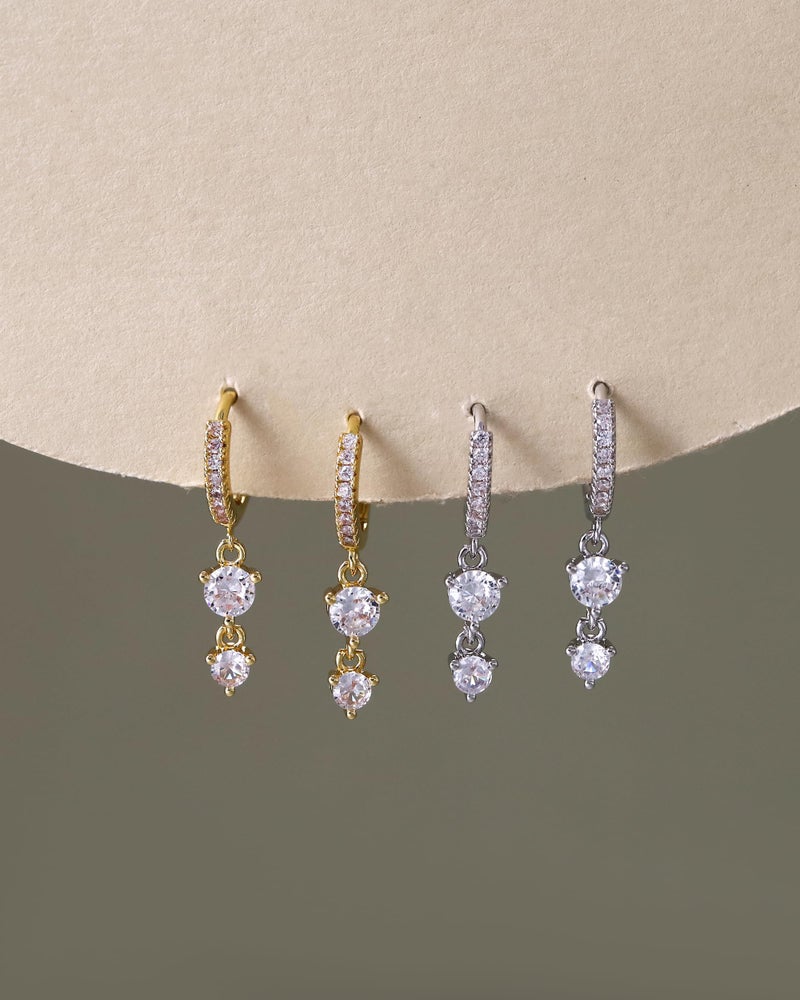 AYWFCBF Dangle Earrings for Women Silver Cubic Zirconia Hoop Earrings Dainty Diamond Drop Earring Wedding Jewelry for Brides - Image 5