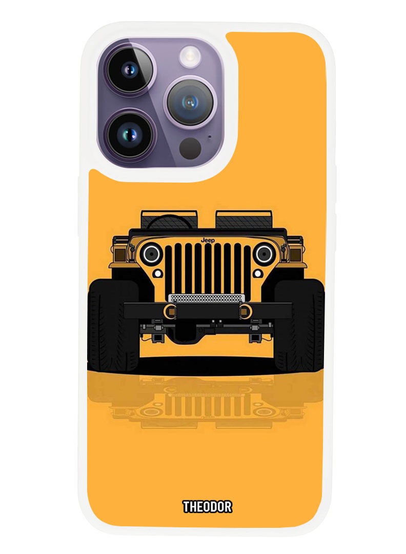 Theodor Protective Case Anti Scratch Shock Proof Cover For APPLE IPHONE 14 PRO Jeep Minimal (White Bumper) - Image 1