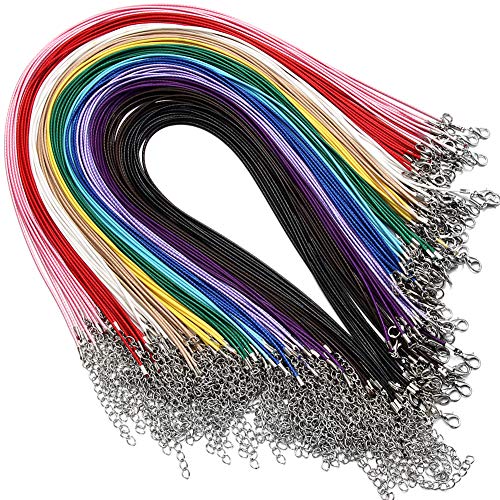 Coeufuedy 60Pcs Waxed Necklace Cord Bulk for Jewelry Making,Necklace Rope String with Clasp for DIY Bracelet Pendant,Multicolor(18 Inches and Thickness 1.5mm) - Image 5