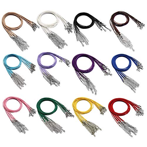 Coeufuedy 60Pcs Waxed Necklace Cord Bulk for Jewelry Making,Necklace Rope String with Clasp for DIY Bracelet Pendant,Multicolor(18 Inches and Thickness 1.5mm) - Image 4