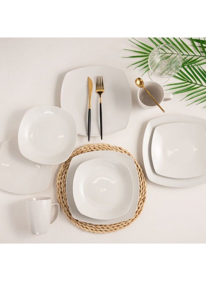 DANUBE HOME Eminence Dinner Set 16Pc Porcelain Irregular Design Serves 4 - Image 1