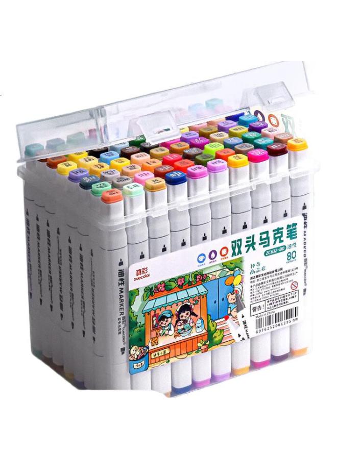 Truecolor 12-Color Dual-Tip Alcohol-Based Quick-Drying Oil-Based Markers, Watercolor Pens, For Elementary School Students And Children, Hand-Drawn Anime Design, Art Drawing Set, Bucket Packaging, Zc632 - Image 2