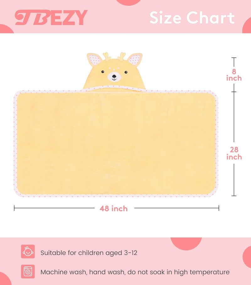 TBEZY Hooded Towel for Kids 100% Cotton Ultra Soft with Unique Animal Design Large for Infants 3-10 Years (Fawn) - Image 1