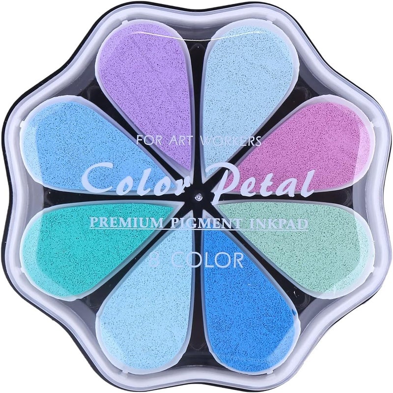 YPSelected Petal Ink Pads for Rubber Stamps Waterdrop Shaped Stamp Pads with 8 Assorted Colors (Set 1005) - Image 1