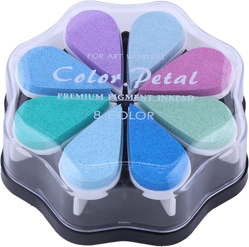 YPSelected Petal Ink Pads for Rubber Stamps Waterdrop Shaped Stamp Pads with 8 Assorted Colors (Set 1005) - Image 2