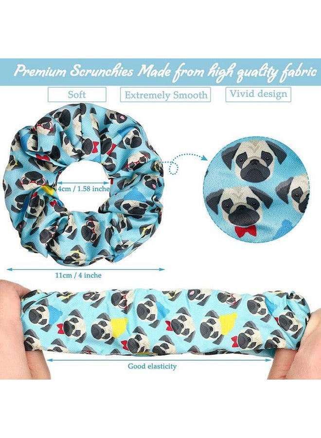 Shidara Pug Dog Printed Hair Scrunchies Elastic Hair Bands Hair Ties Ropes for Women or Girls Hair Accessories | Multi | 12 Pieces - Image 2