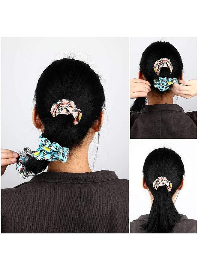 Shidara Pug Dog Printed Hair Scrunchies Elastic Hair Bands Hair Ties Ropes for Women or Girls Hair Accessories | Multi | 12 Pieces - Image 3