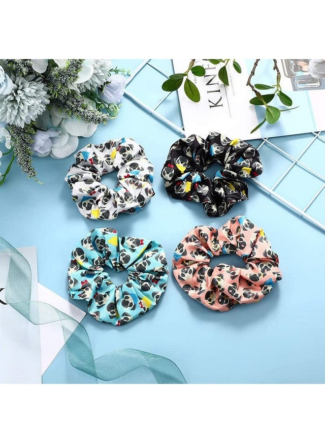 Shidara Pug Dog Printed Hair Scrunchies Elastic Hair Bands Hair Ties Ropes for Women or Girls Hair Accessories | Multi | 12 Pieces - Image 4