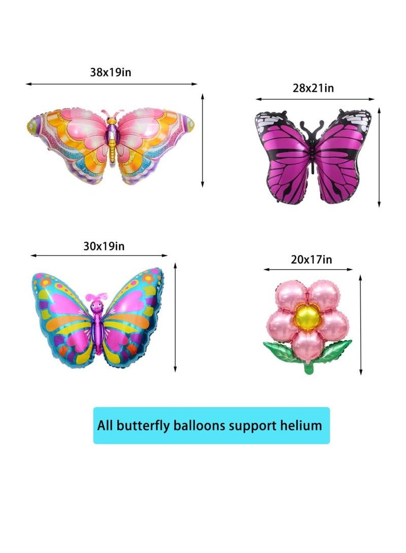 فراشة بالون احباط ، بالون فراشة اللون والزهور على شكل بالون الطرف ، الربيع والصيف موضوع الطرف بالون زهرة - Image 4