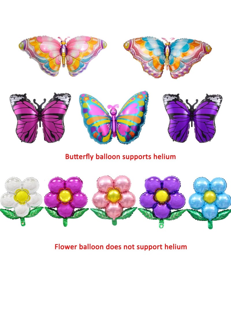 فراشة بالون احباط ، بالون فراشة اللون والزهور على شكل بالون الطرف ، الربيع والصيف موضوع الطرف بالون زهرة - Image 3