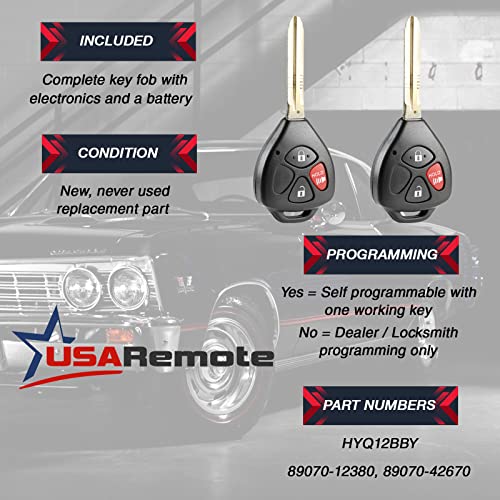 USARemote Key Fob Keyless Entry Remote fits 2007-2010 Toyota Rav4 / 2008-2012 Scion xB (HYQ12BBY, Set of 2) - Image 3