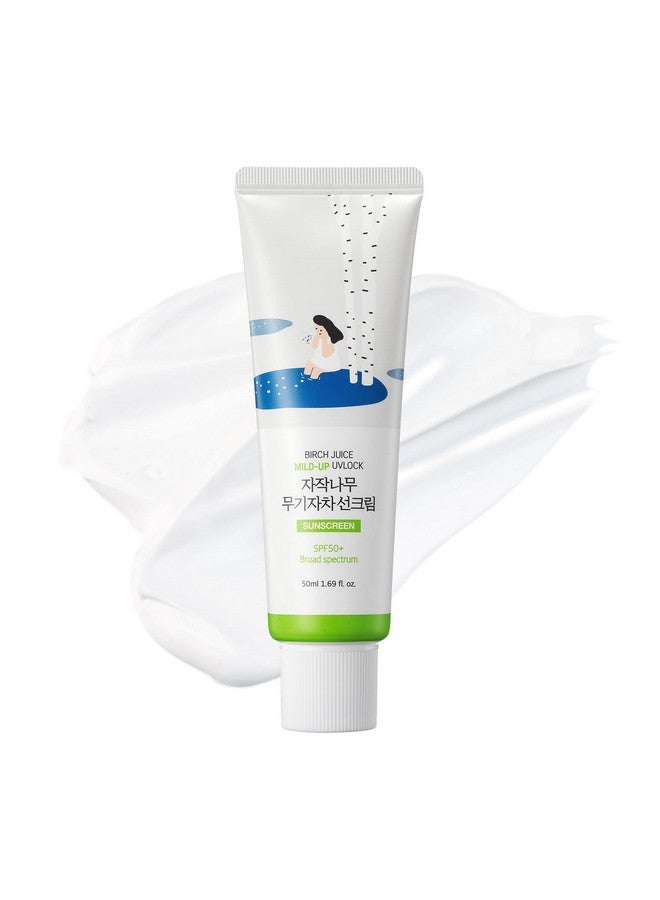 ROUND LAB Birch Juice Mild-up Sunscreen UV LOCK 1.69 Fl Oz SPF 50+ broad spectrum, Mineral Zinc Oxide Sunscreen for Sensitive Skin, Control Oil and Sebum, Ocean Friendly-Reef Safe, Korean Sunscreen - Image 1