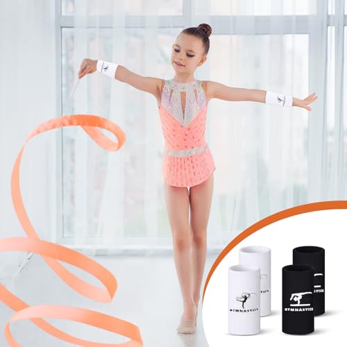 WinnerWhy 2 Pairs 5.25 Inch Gymnastics Wristbands for Grips for Girls Comfortable Cotton Wrist Bands Sweat Band Long Gymnastics Wrist Sweatbands for Female Gymnasts, Black and White - Image 5