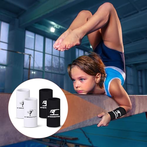 WinnerWhy 2 Pairs 5.25 Inch Gymnastics Wristbands for Grips for Girls Comfortable Cotton Wrist Bands Sweat Band Long Gymnastics Wrist Sweatbands for Female Gymnasts, Black and White - Image 4