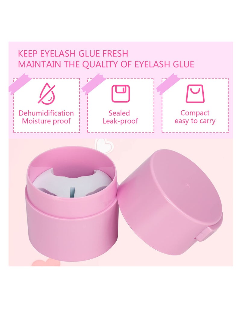 SYOSI Eyelash Glue Storage Container Pink Sealing Extension Eyelash Glue Jar Storage Tank Eyelash Extensions Airtight Lash Glue Holder Tank Jar Adhesive Eyelash Extension Supplies Pink - Image 4