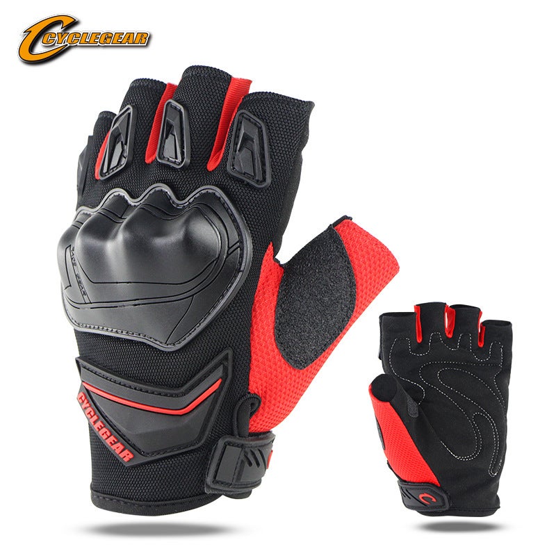 Generic Motorcycle Racing Gloves, Full Finger, Breathable Red-Short Finger