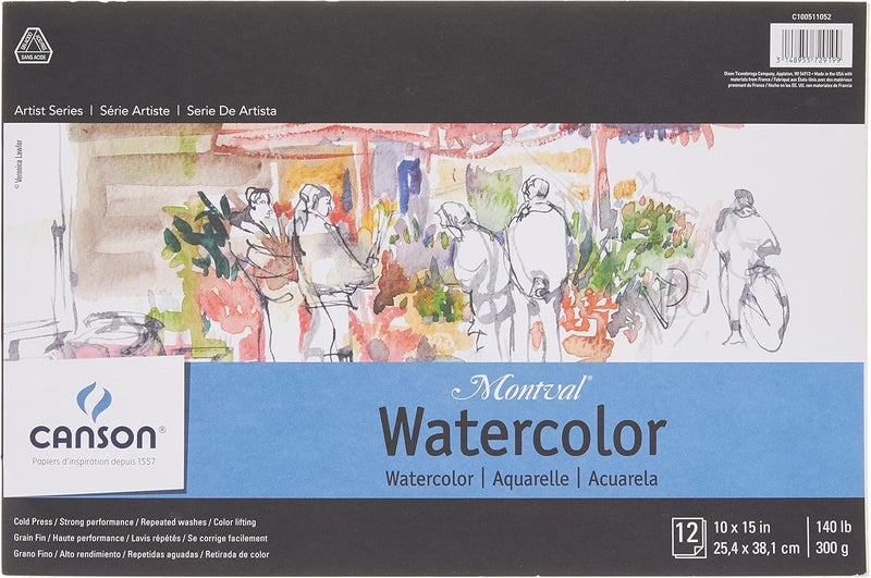 Canson Montval Watercolor Paper Pad - 10 x 15 inches, 140 lb, 12 Sheets - Image 1