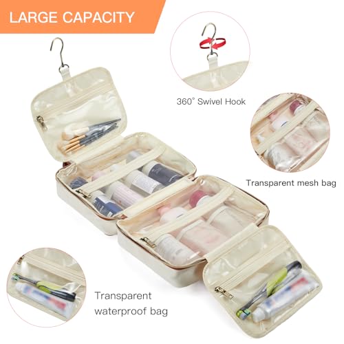 Telena Travel Toiletry Bag for Women with Hanging Hook, Water-resistant Cosmetic Bag Travel Organizer for Accessories, Toiletries, Shampoo - Image 2