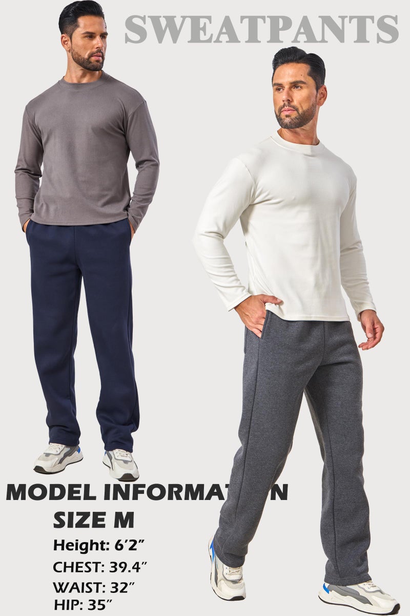 Suitswinew 3 Pack Men's Big and Tall Sweatpants Fleece Open Bottom Loose Athletic Drawstring Sweat Pants with Pockets XL - Image 4