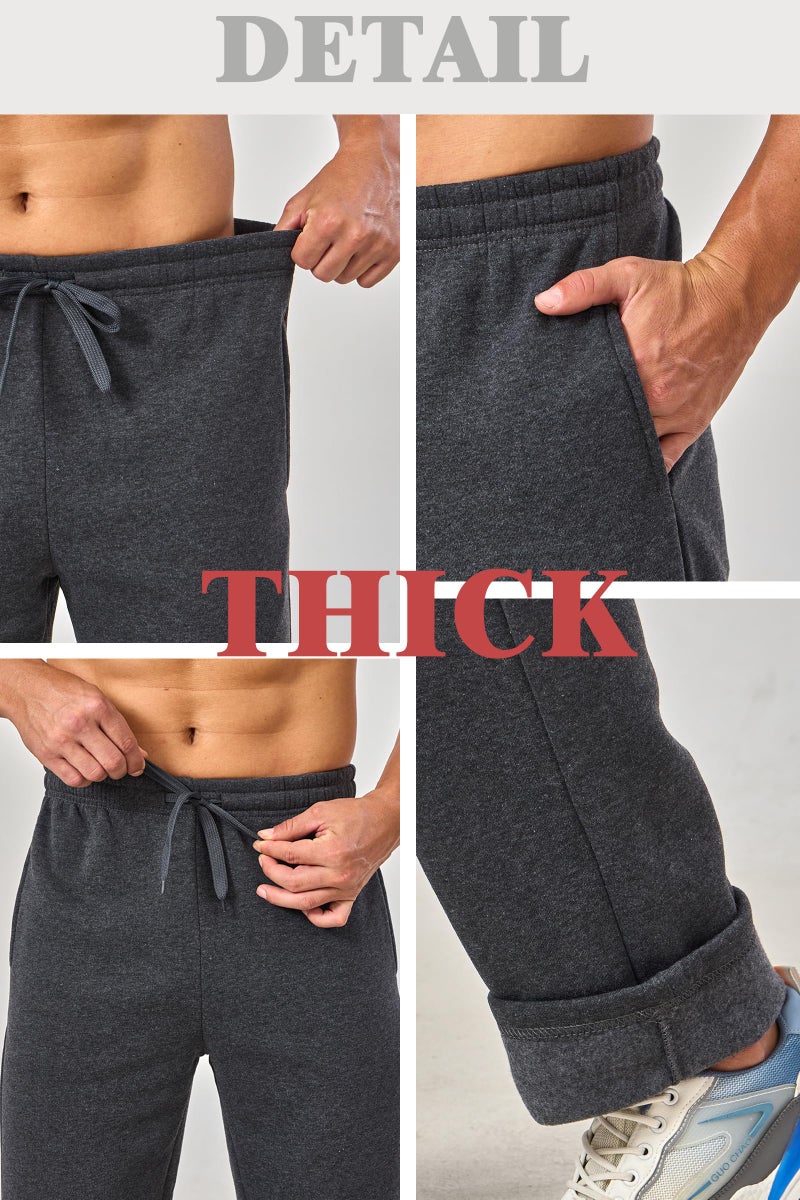 Suitswinew 3 Pack Men's Big and Tall Sweatpants Fleece Open Bottom Loose Athletic Drawstring Sweat Pants with Pockets XL - Image 5