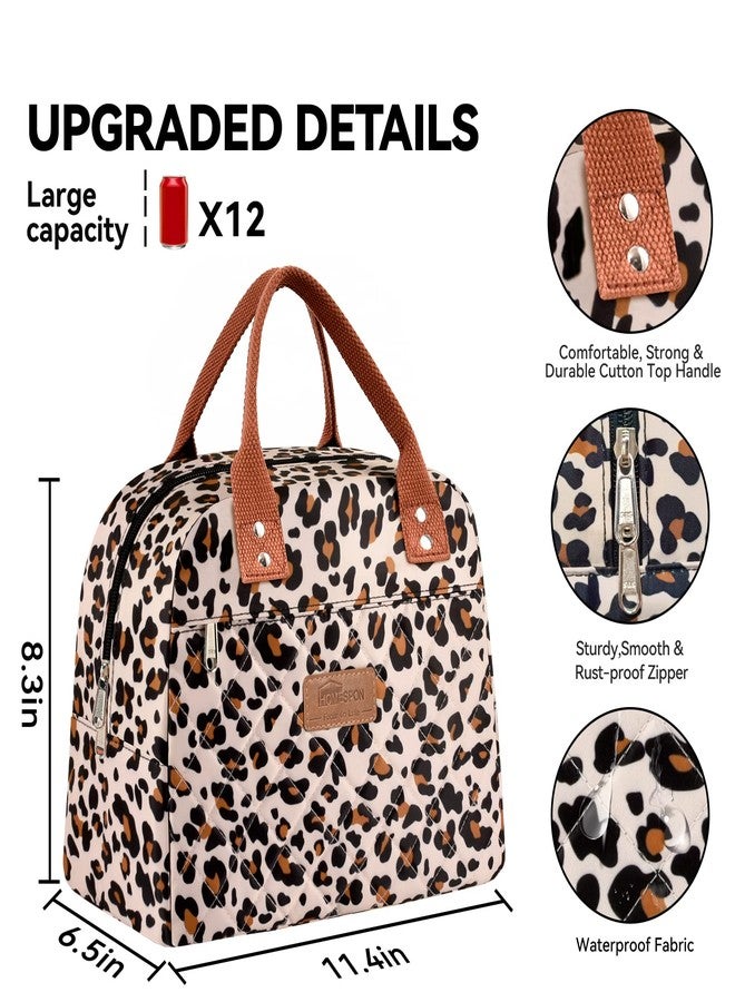 HOMESPON Lunch Bag Women Lunch Box for Women Men Insulated Lunch Tote with Front Pocket Lunchbox Container Cooler Bag for Work Picnic (Leopard Print) - Image 5