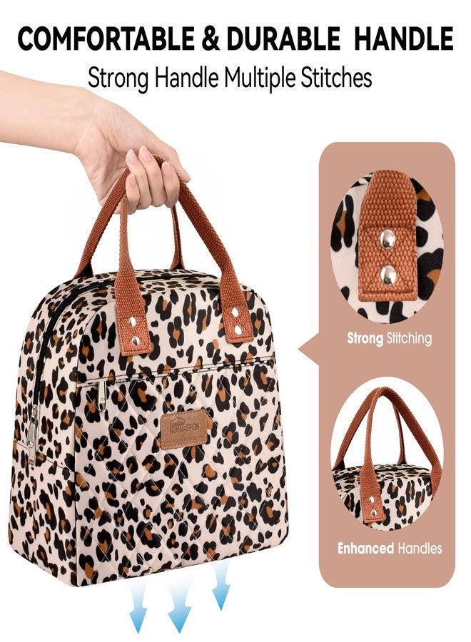 HOMESPON Lunch Bag Women Lunch Box for Women Men Insulated Lunch Tote with Front Pocket Lunchbox Container Cooler Bag for Work Picnic (Leopard Print) - Image 3