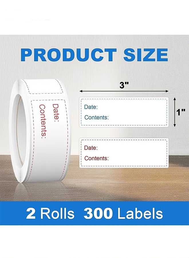 هابي دي لفيفان من ملصقات الفريزر القابلة للإزالة، ملصقات تاريخ الطعام للحفظ في الفريزر، ملصقات لتخزين الطعام للحاويات والجرار، تنظيم المطبخ والمطاعم (المجموع 300 قطعة، أحمر وأزرق) - Image 2