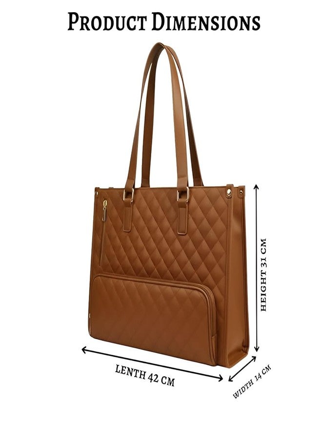 Kevim Large Capacity Work Bag,Elegant Work Bag with Lunch Compartment - Laptop Tote Bag with Lunch Box Section, Office Bag with Insulated Lunch Storage (BROWN) - Image 3