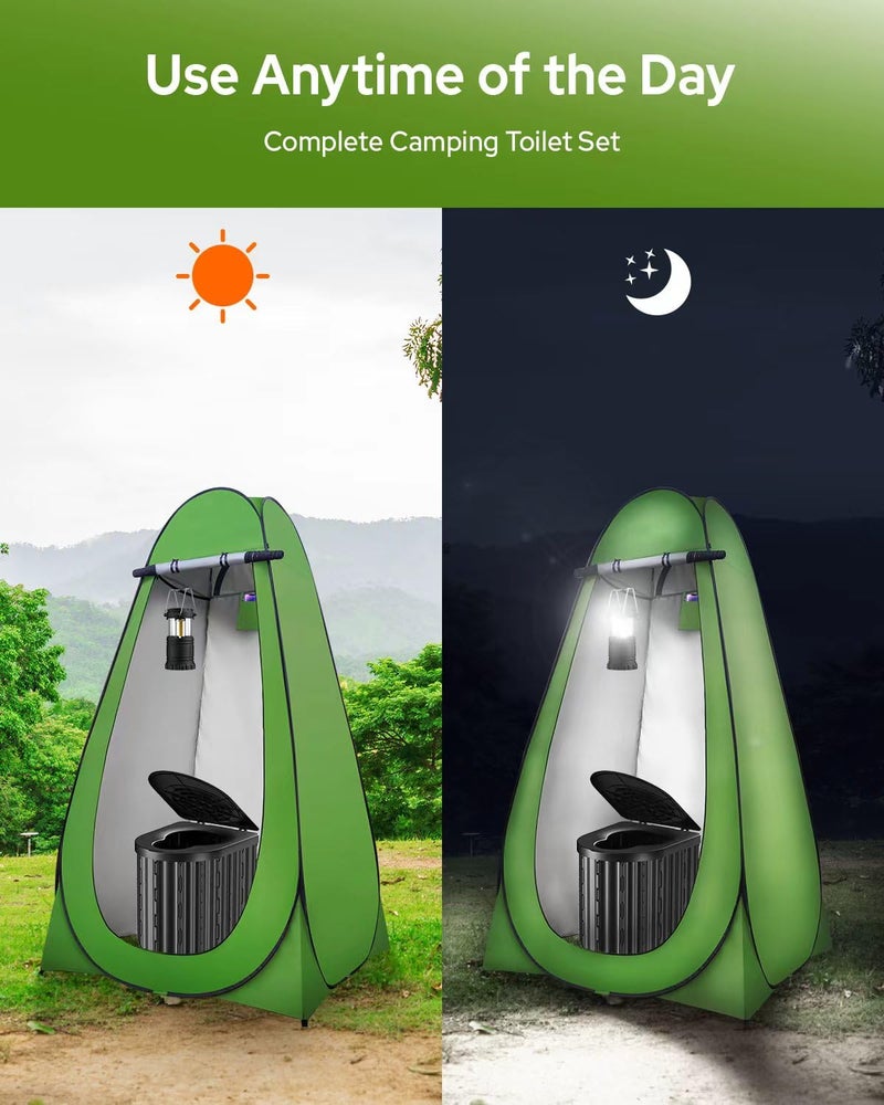 LuckyNov Portable Toilet with Privacy Tent Urine Gel & Leak-Proof Bags, Camping Lantern â€“ Odorless Camping Toilet for Adults & Kids, Outdoor Travel Potty - Image 2
