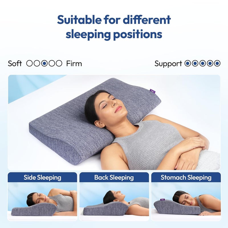 Frido وسادة فريدو النهائية لتقويم الرقبة بلس لتخفيف آلام الرقبة والظهر والكتف، وسادة طبية مريحة من فوم الذاكرة، أفضل وسادة لدعم العمود الفقري العنقي، لون أزرق مميز، كبيرة الحجم - Image 4