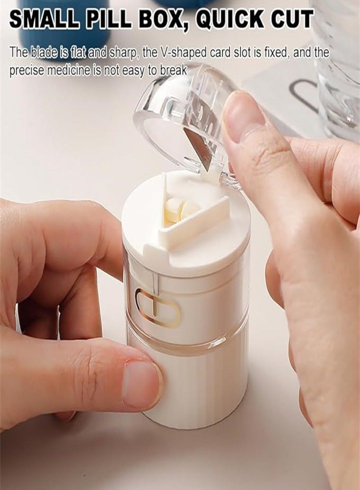 Pill Tablet Cutter, Pill Crusher, Food Grade, with 4 functions, Cutting medicine, 1 into 2, Storing medicine, Crushing medicine, Water cup, Portable medicine box (White) - Image 4