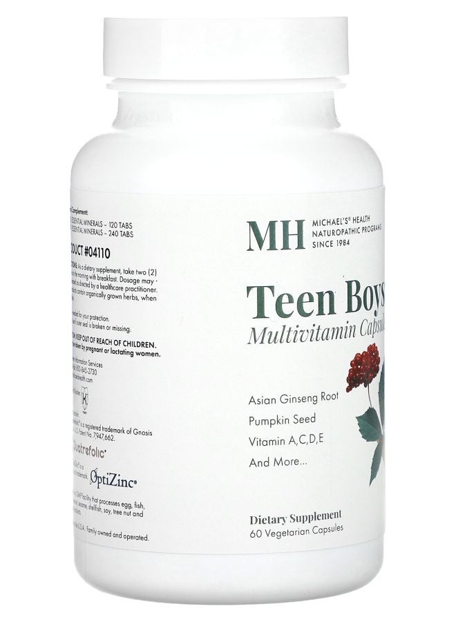 Michael's Naturopathic Teen Boys Multivitamin 60 Vegetarian Capsules - Image 2